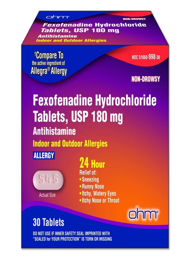 Ohm Non-Drowsy Fexofenadine Antihistamine Indoor Outdoor Allergy Relief Tablets 30ct - Image 2
